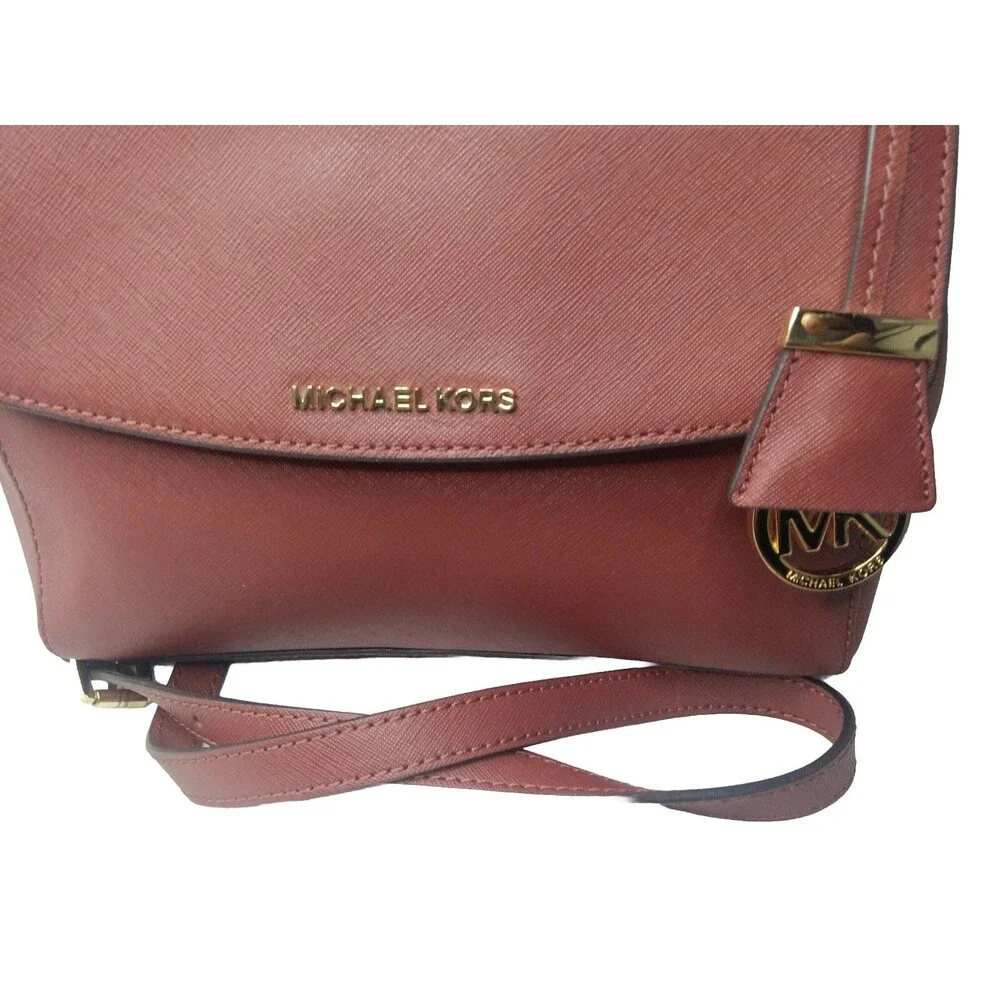 Michael Kors Women's Ava Top Handle Leather Satchel Reddish Brown Handbag